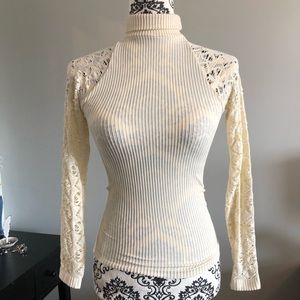 Free people top with lace long sleeves